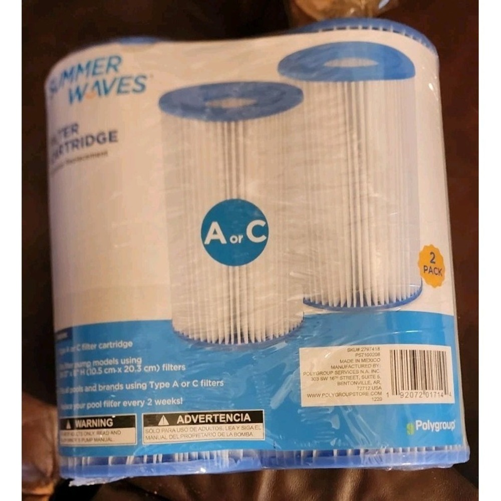 Summer Waves Polygroup Pool Filter Cartridge Replacement Size Type A or C 2 Pack